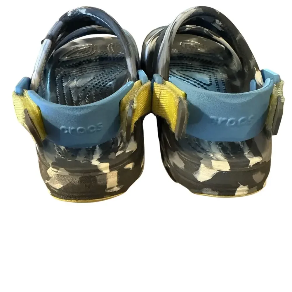 Crocs Kids Gray Blue Double Strap Slip On Sandals Toddler Size 11 Shoes